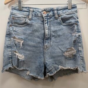 American Eagle Outfitters Light Blue Distressed Jean Shorts